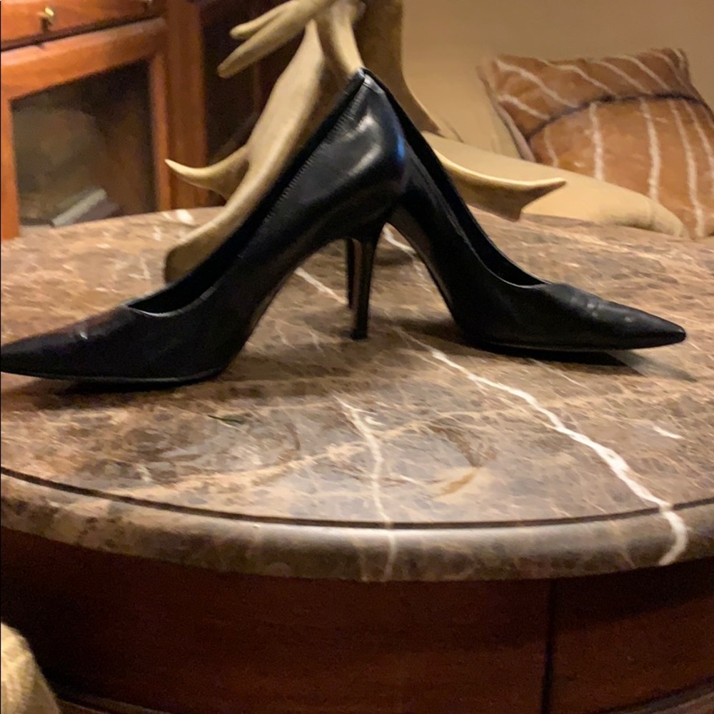 Black leather heels